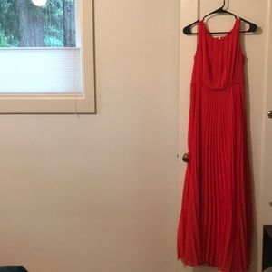 Pleated Coral Maxi Dress Eliza J